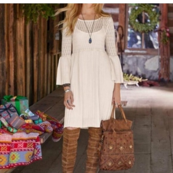 Sundance Dresses & Skirts - Sundance Josalyn Ivory Crochet Bell Sleeve Sweater Dress